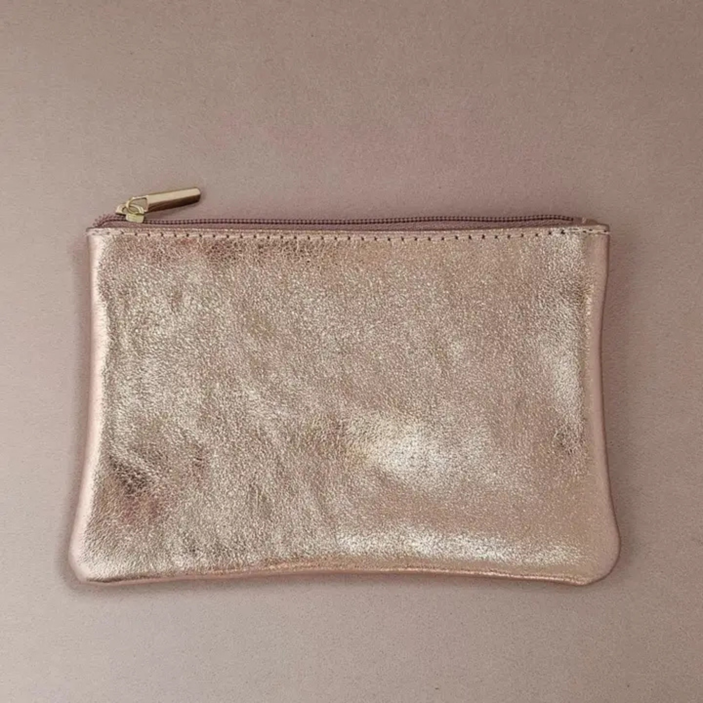Pochette en cuir avec fermeture éclair