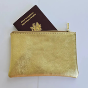 Pochette en cuir avec fermeture éclair