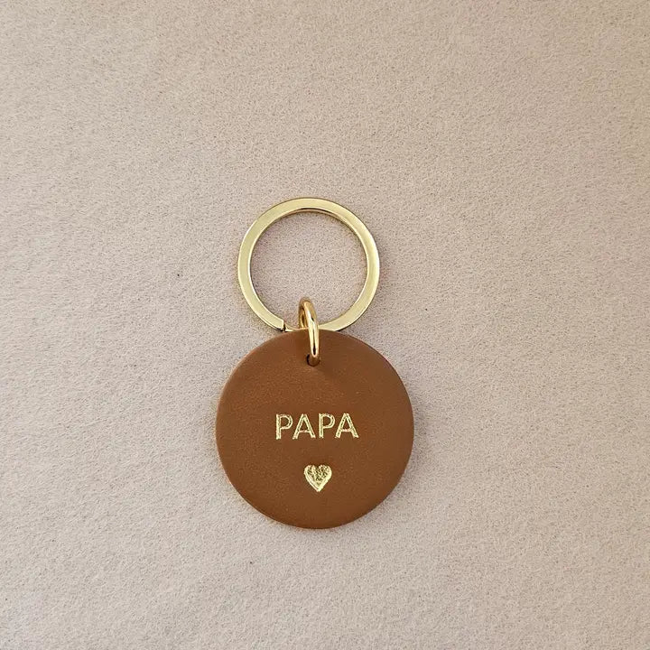 Porte clé cuir rond papa